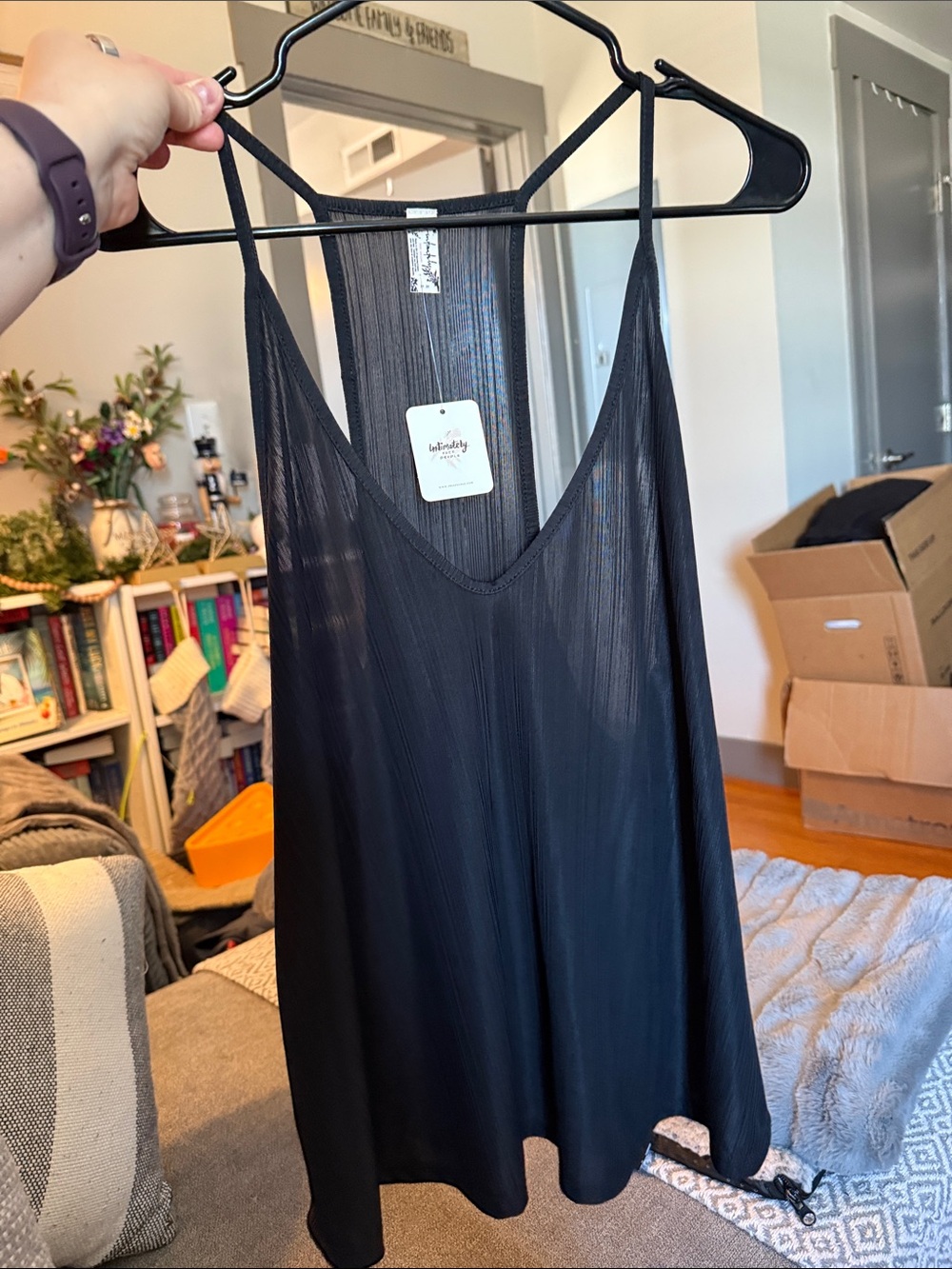 Lulus Black Sheer V-Neck Tank Top